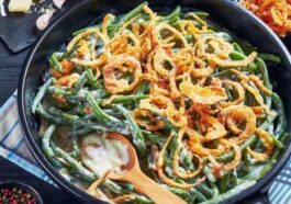 Green bean casserole with cheese